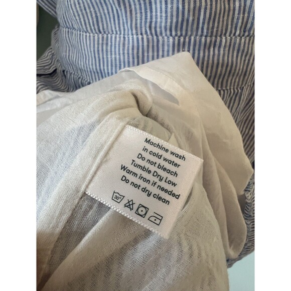 Roberta Roller Rabbit Linen Dress Raw Hems Striped Blue/White Size Large $298 - Picture 8 of 9